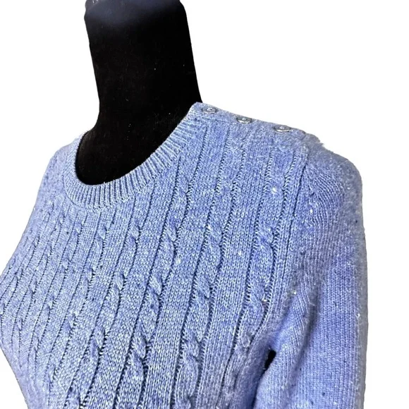 🔴 5 for $40 SALE! 
Talbots Petites Blue Cable Knit  Lightweight Sweater, sz Mp - Picture 11 of 12